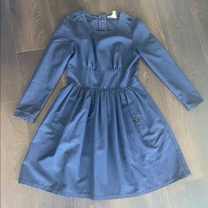Navy Long Sleeve Burberry Dress